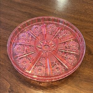 Vintage pink plastic “crystal” candy lazy Susan tray